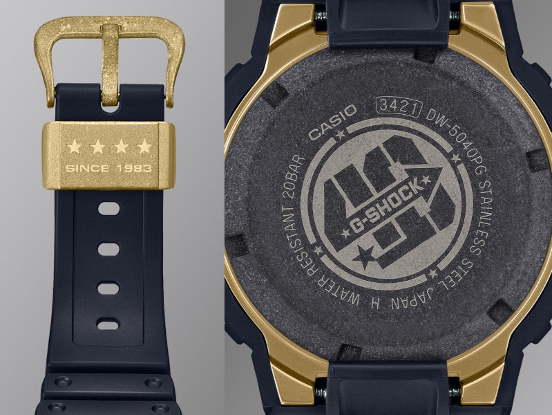 錶帶環皆刻印象徵40周年的4顆星星與「SINCE 1983」圖樣，並採用刻印紀念logo的旋入式背蓋。