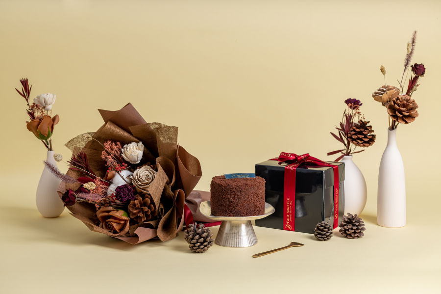 一見棕情花禮蛋糕組